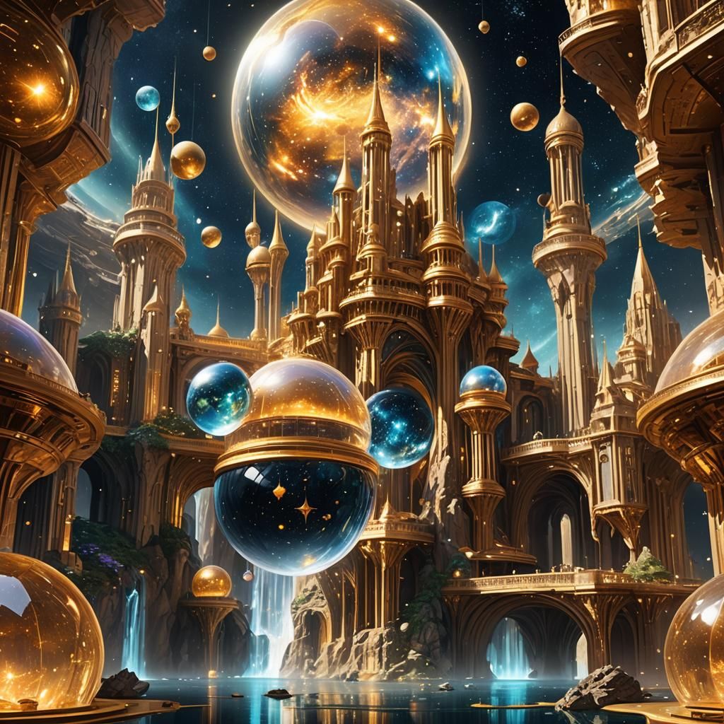 Celestial Palace Floating in Deep Space