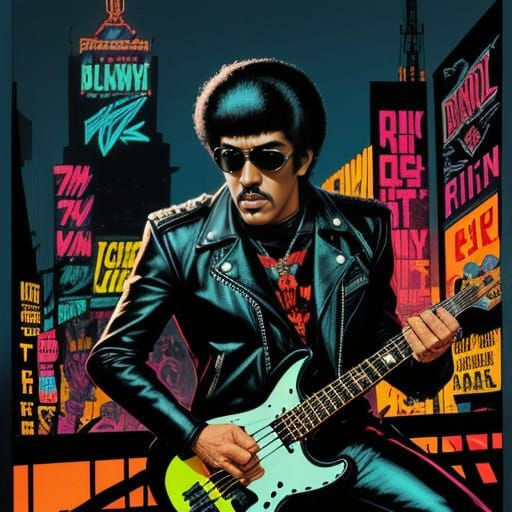 Retro Rock Star Portrait in 1970s Comic Book Style