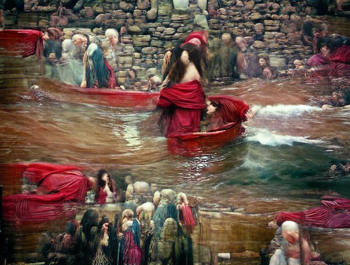 Biblical Scene of Water Parting in Classic Style
