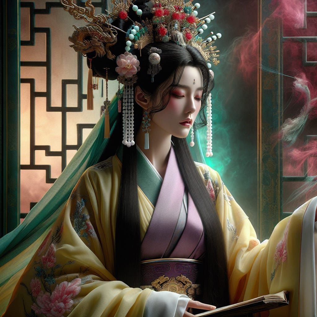 Ming Dynasty Heroine in Triadic Colors