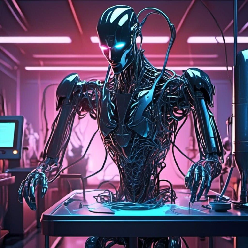 Futuristic Robot Performs Surgery in Sci-Fi Lab