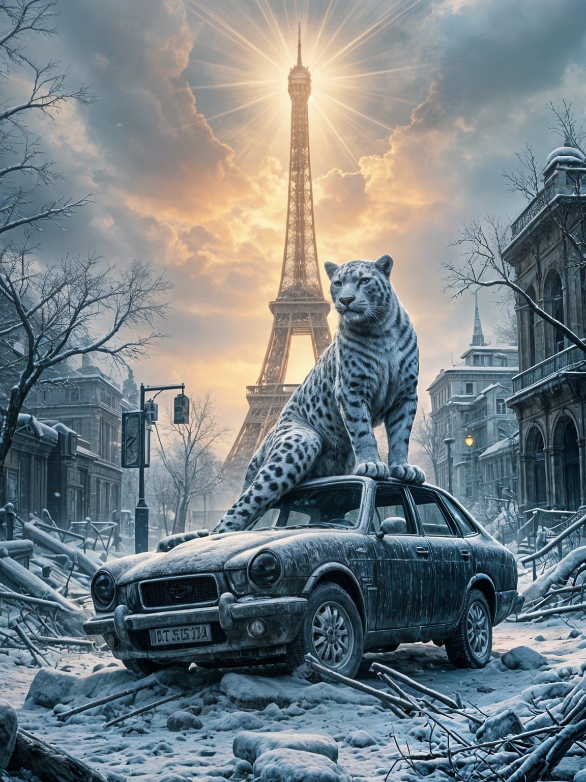 Surreal Post-Apocalyptic Paris at Dawn