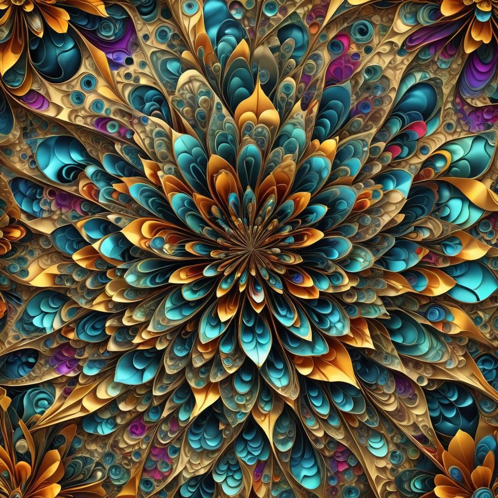 Digital Abstract Art: Fractals and Metallic Sheens