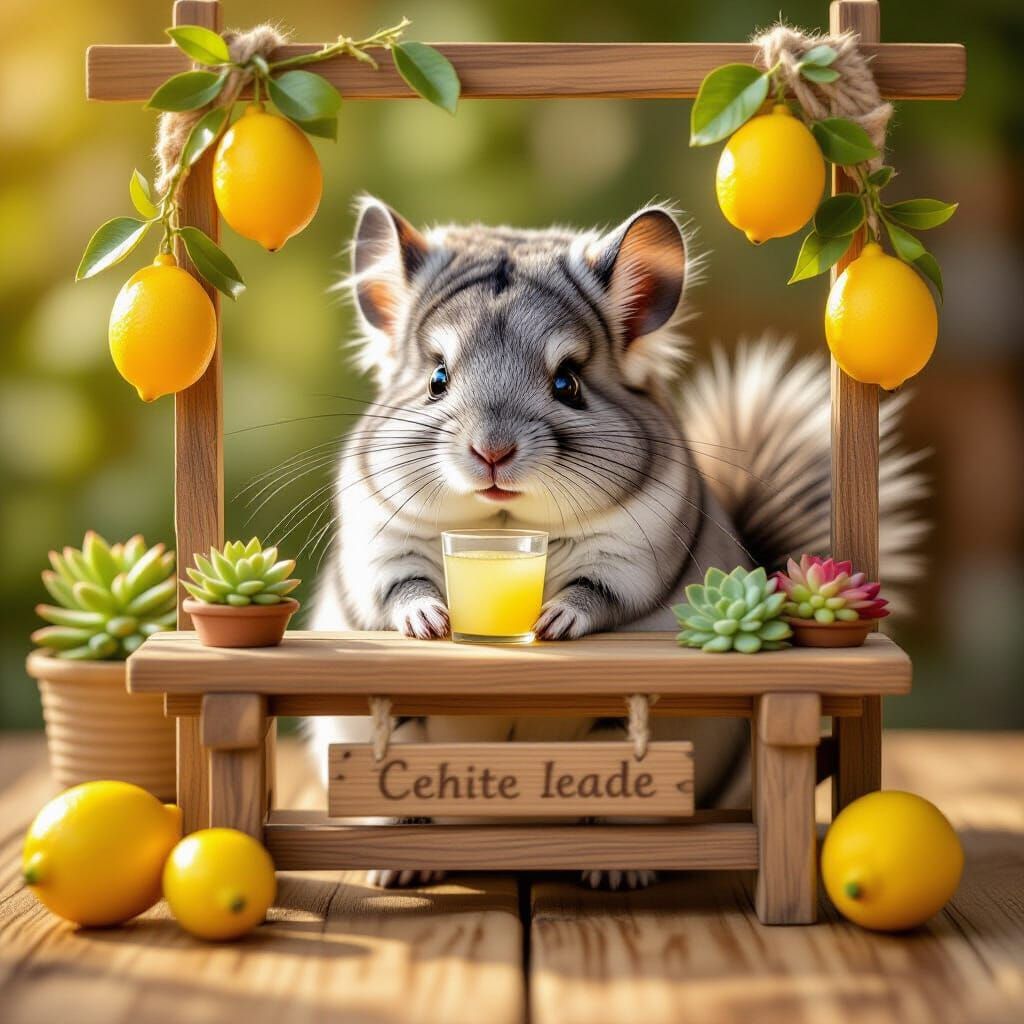 Adorable Chinchilla Runs Lemonade Stand