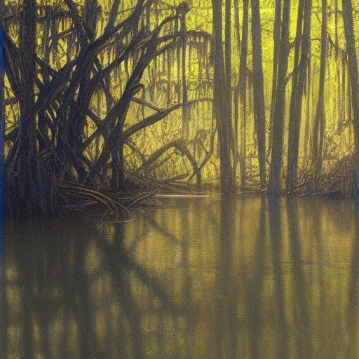 Ethereal Swamp Gas in Oil Painting Style