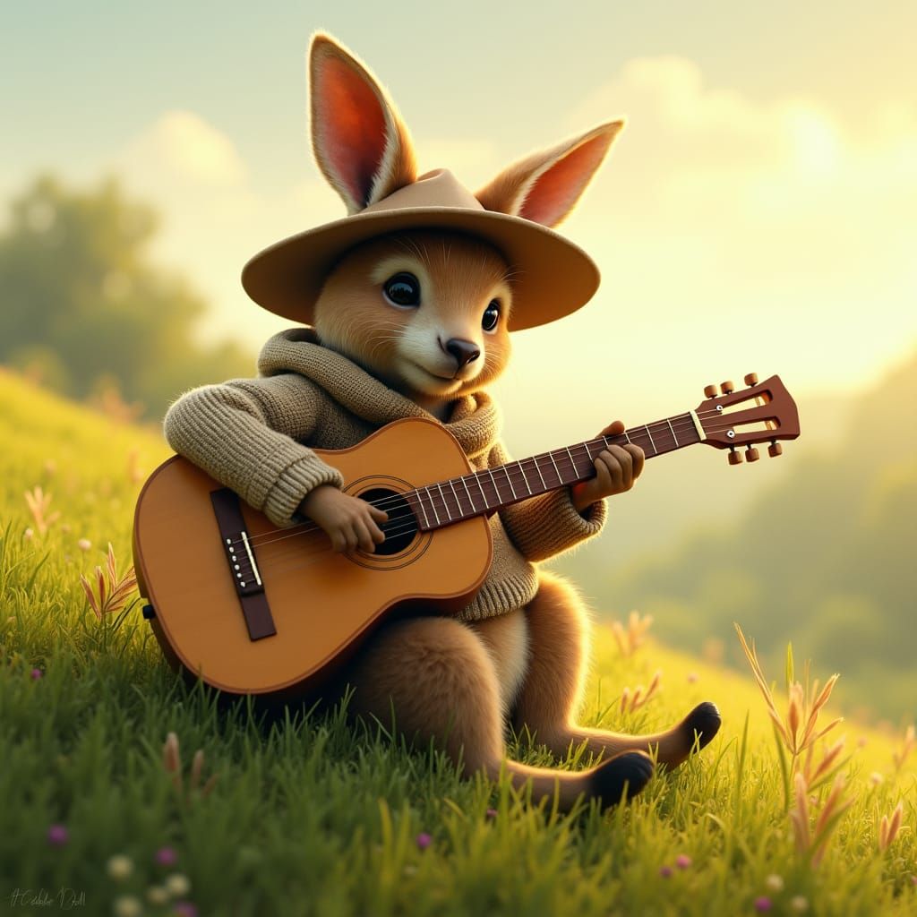 Wallaby Strums Guitar on Emerald Hill