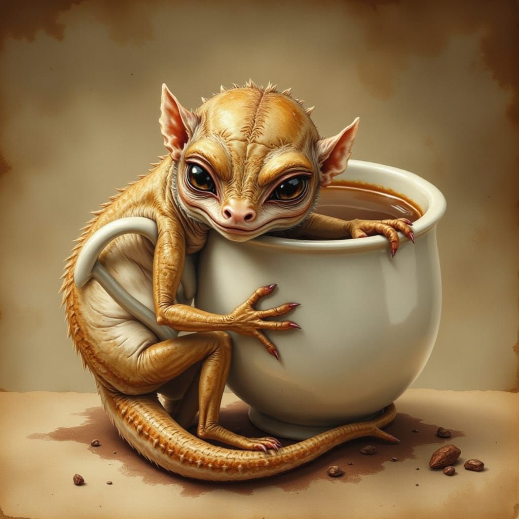 Caffeine Critters Lizard Wrapped Around Coffee Mug