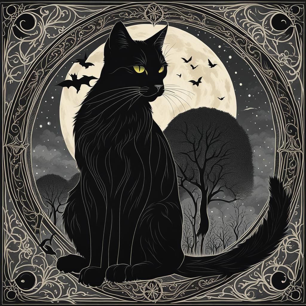 Mystical Black Cat in Graffiti Splash Art