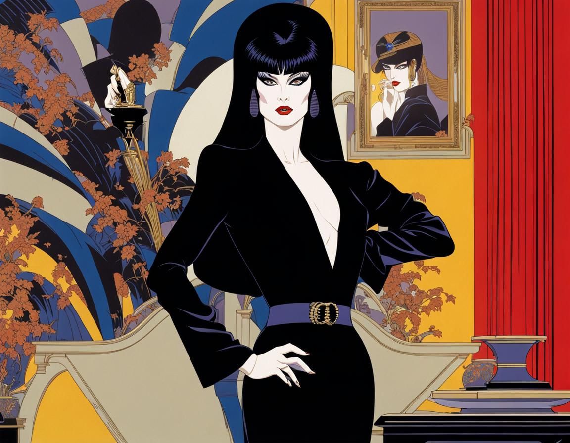 Elvira as Nagel-Style 80s Illustration