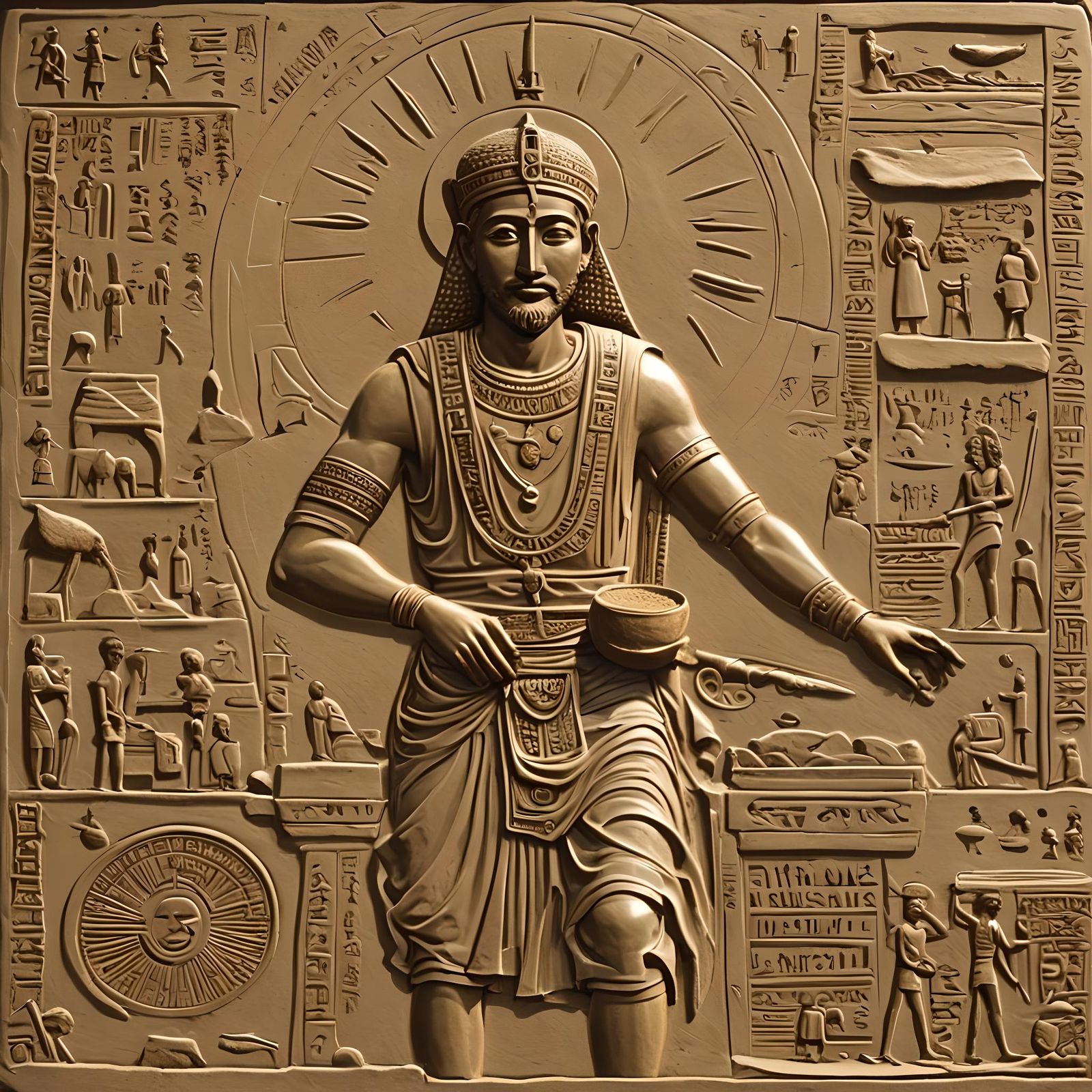 Egyptian Landscape with Nile and Clay Tablets