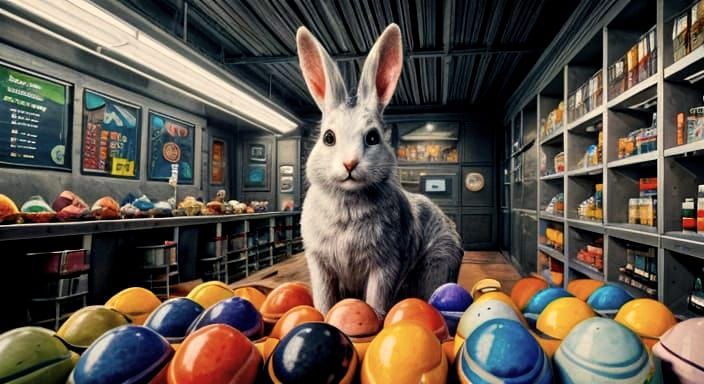 Surreal Retro Sci-Fi Easter Eggs with a Wide-Eyed Alien Bunn...