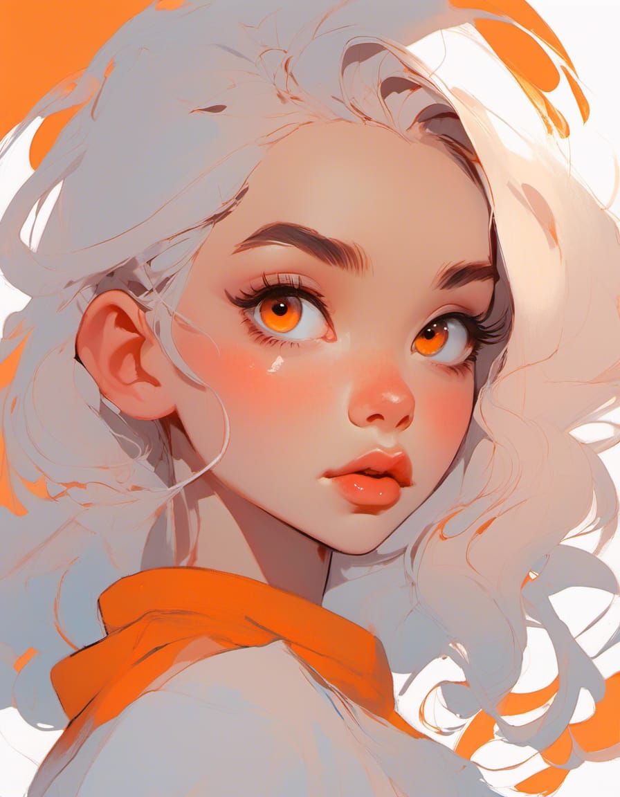 Charming Chibi Girl Avatar in Minimalist Style