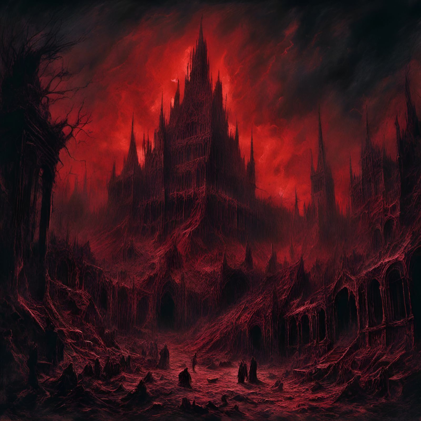 Infernal Versailles: A Macabre Demon Castle Illustration