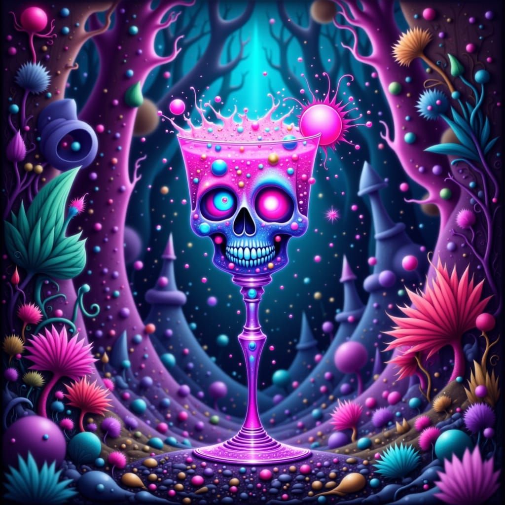 Crystal Skeleton Cocktail in Dreamlike Forest