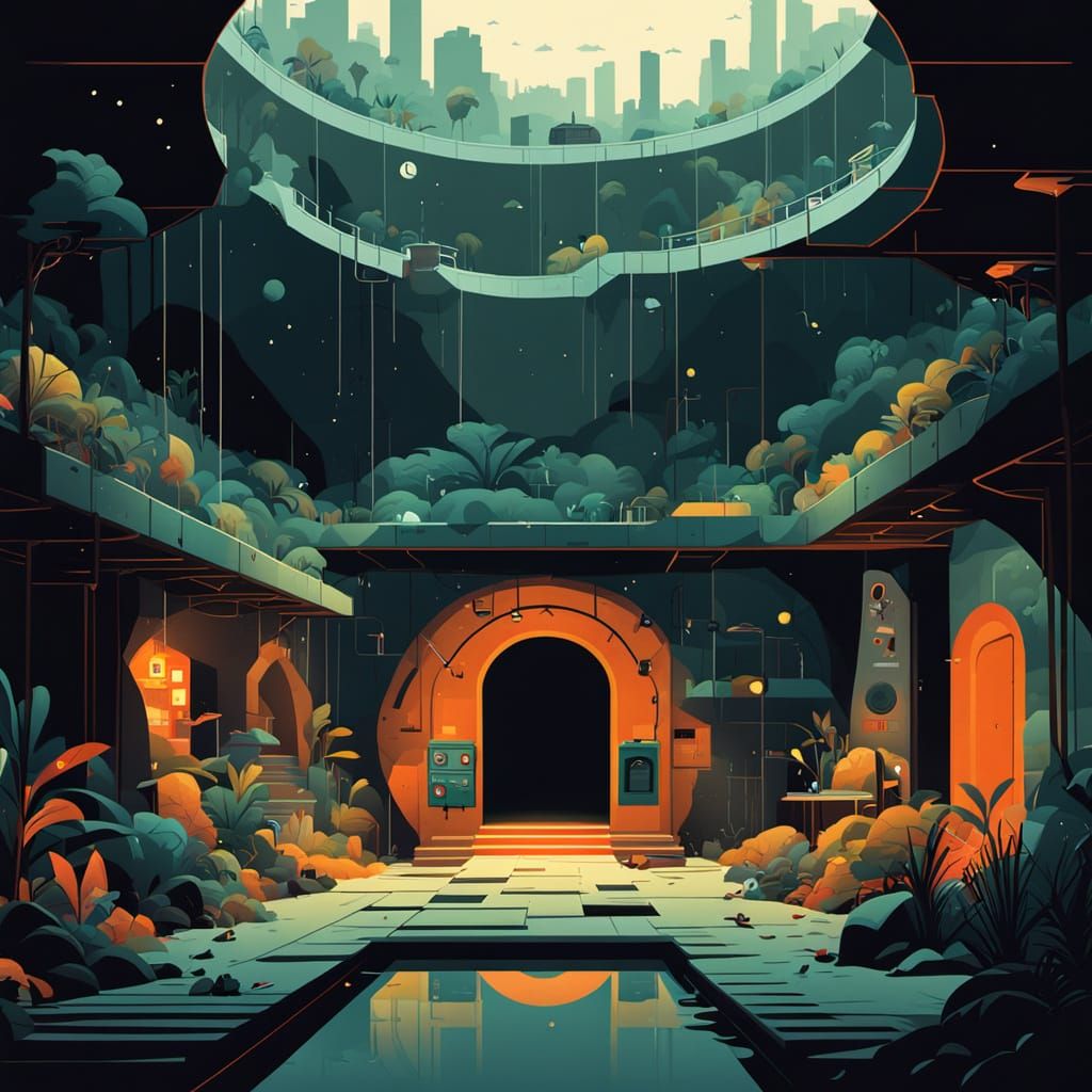 Moody Underwater Bunker in Dark Industrial Style