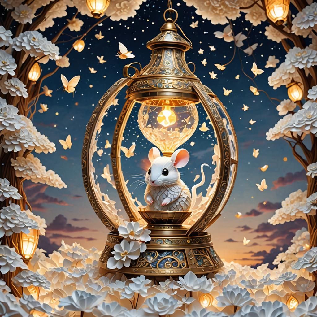 Hourglass Lantern Paper Mosaic Art