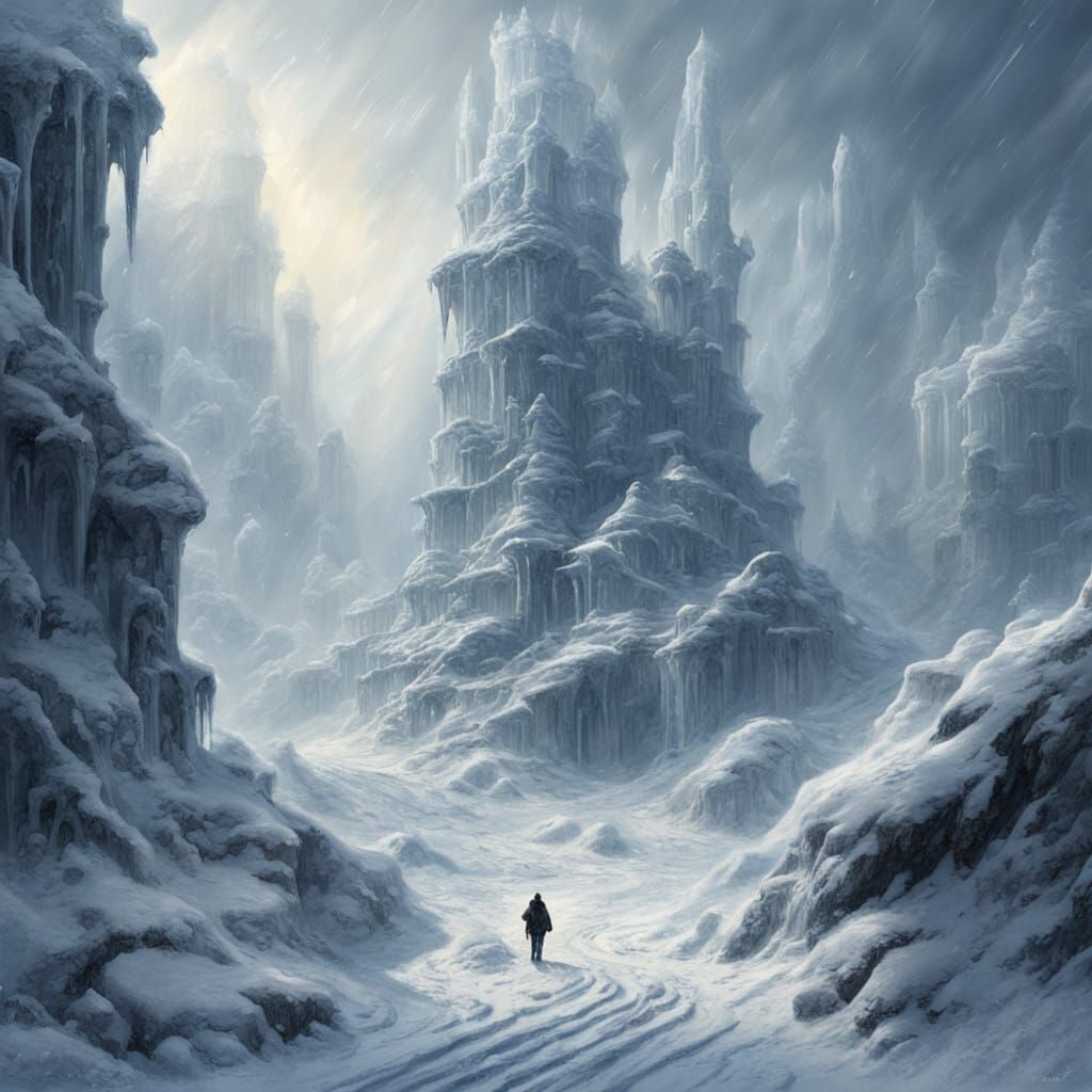 Surrealist Blizzard Scene in Phantastic Realism