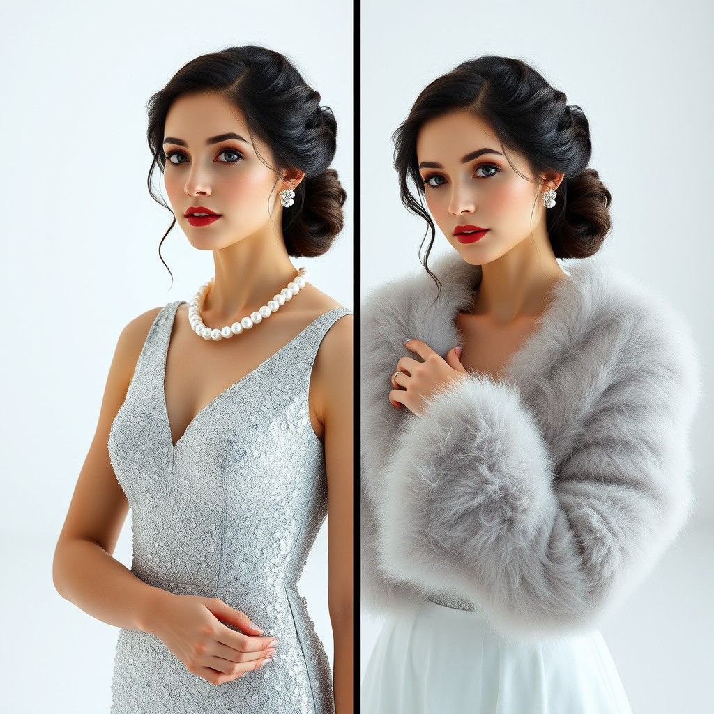 Elegant Woman in Split Screen: High-Fantasy Concept Art