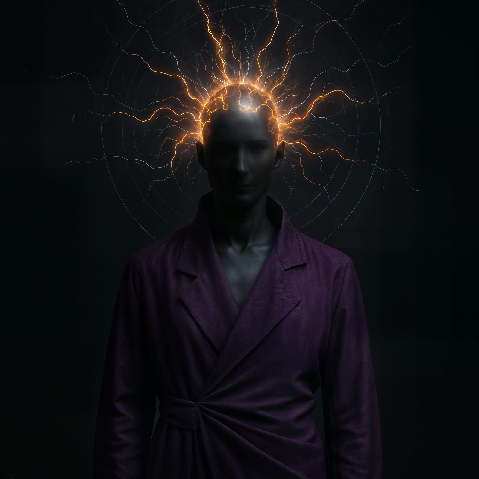 Surreal Electromagnetic Figure in Avant-Garde CGI