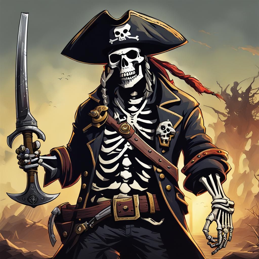 Skeleton Pirate Hunter Ready for Adventure