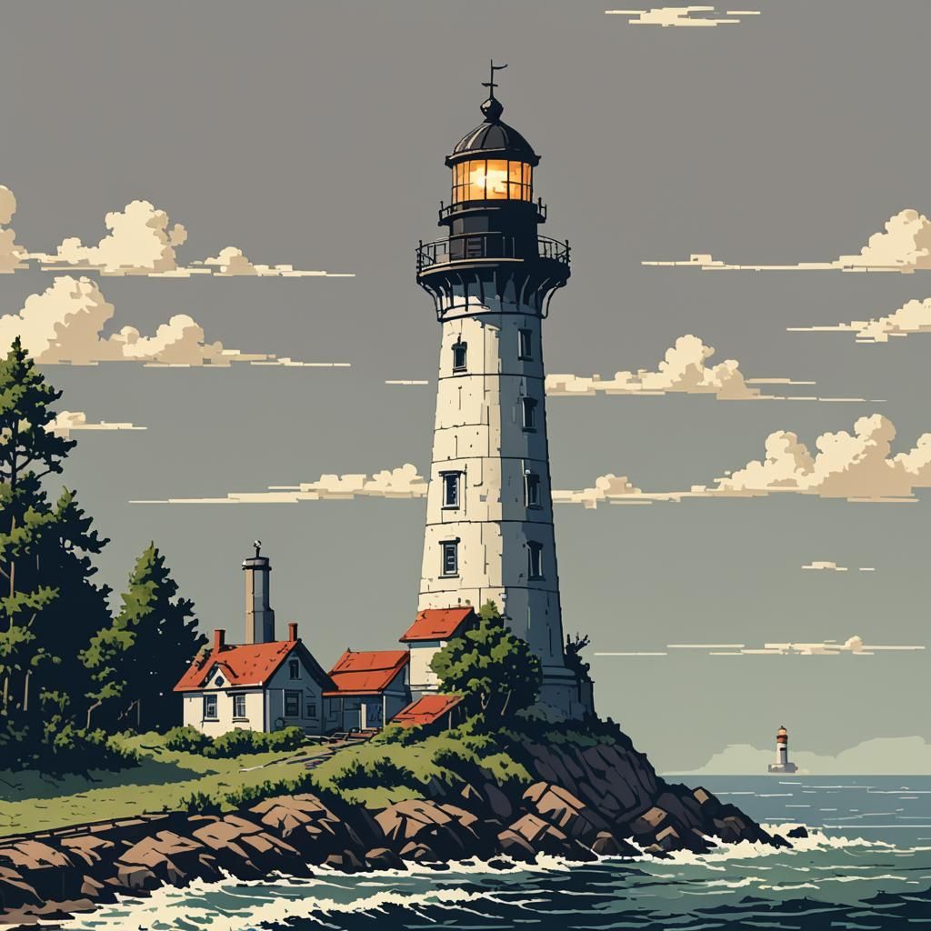 Retro Pixel Art: Old Lighthouse