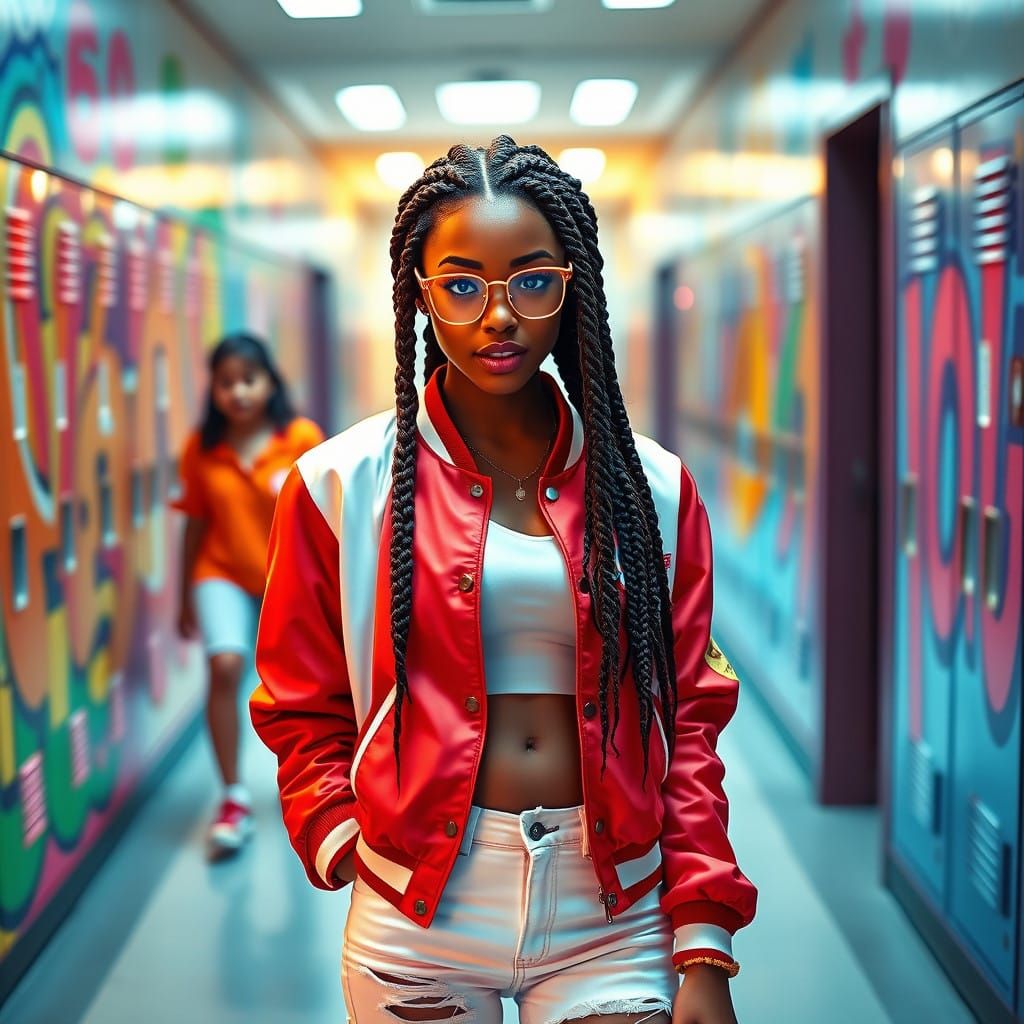 Confident Teen Girl in Bratz-Inspired Letterman Jacket