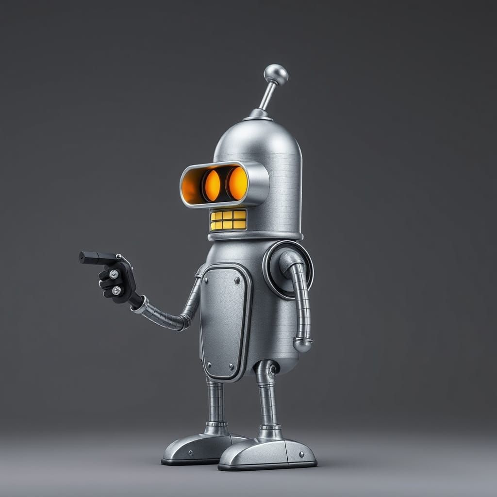 Mechanical Robot Bender in Futuristic Setting