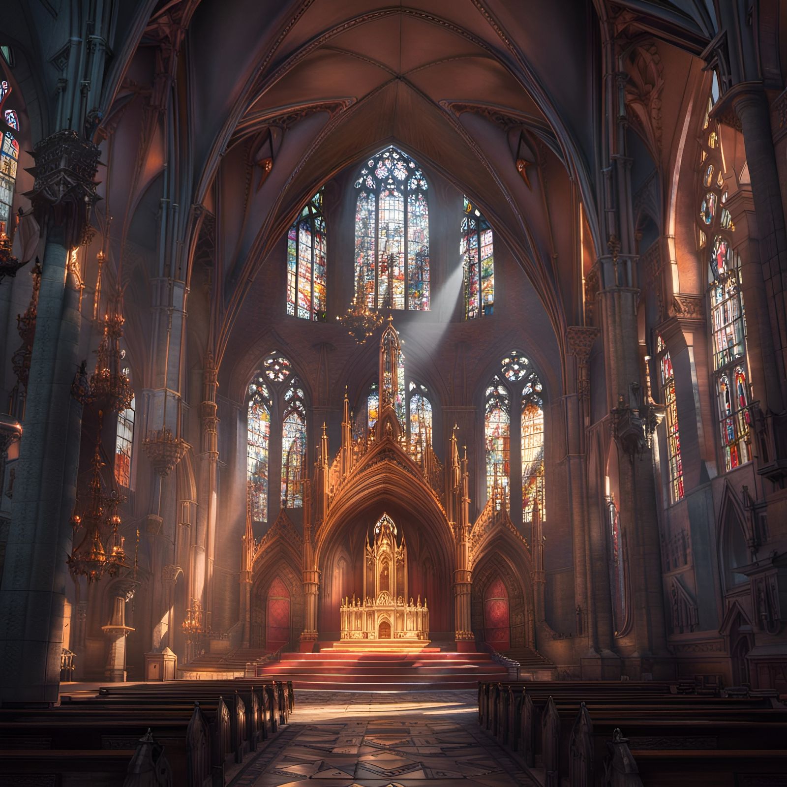 Dramatic Gothic Medieval Church in Hyperrealistic Style