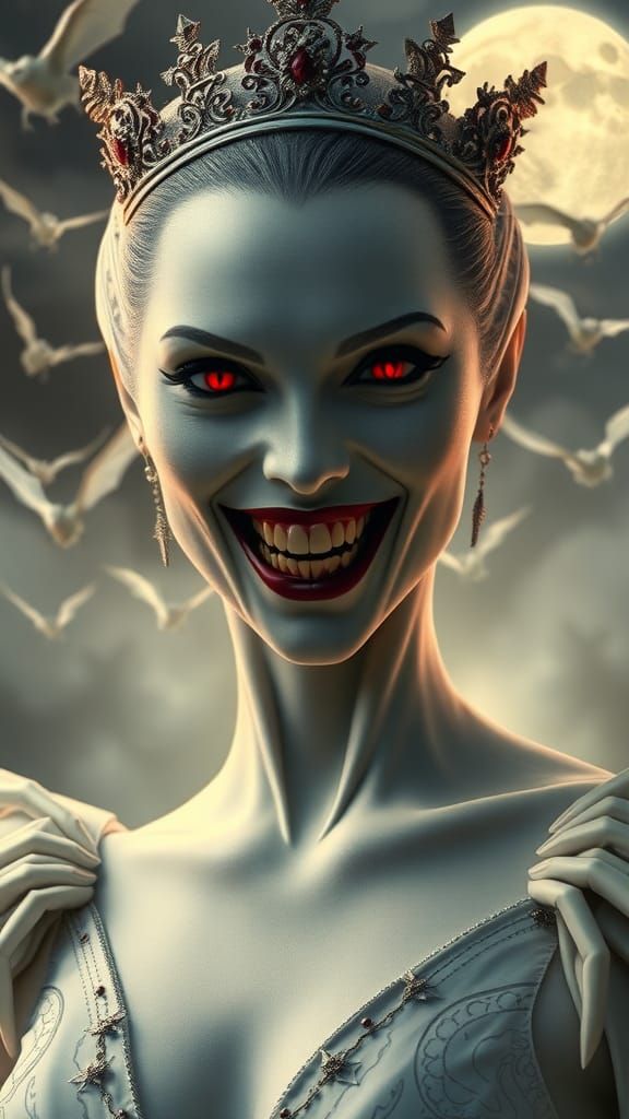 Regal Vampire Queen in Gothic Photorealistic Style