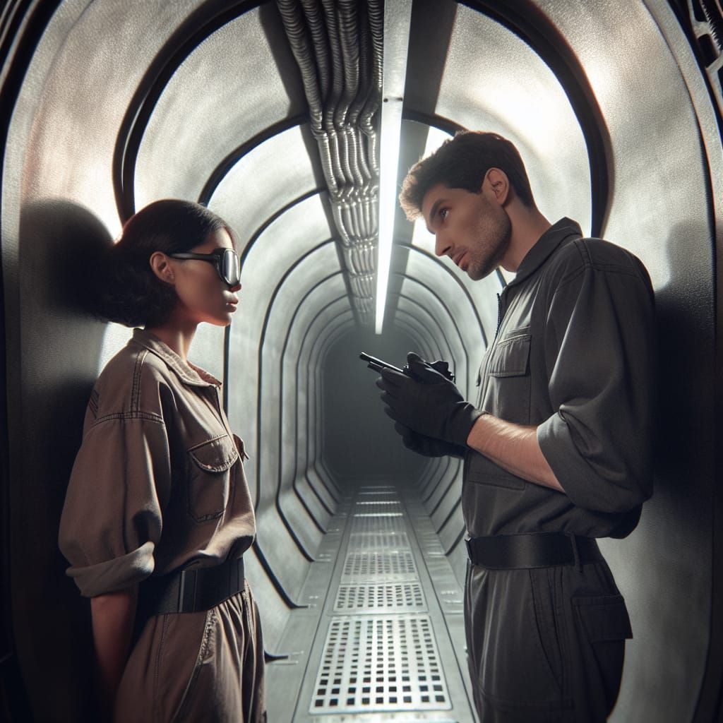 Spy Meeting in Spaceship Maintenance Tunnel