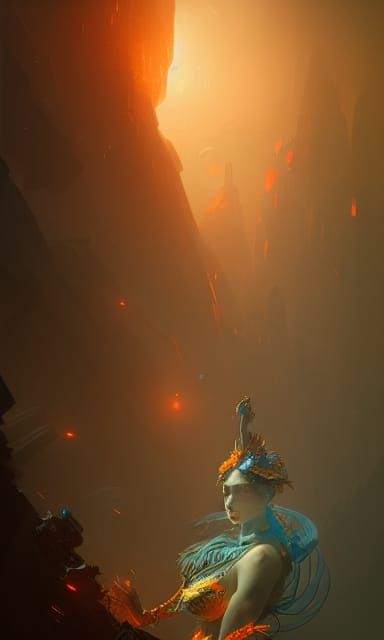 Giant Antaeus Concept Art in Art Nouveau Style