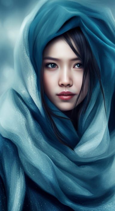 Realistic Portrait of an Asian Woman in Sweater