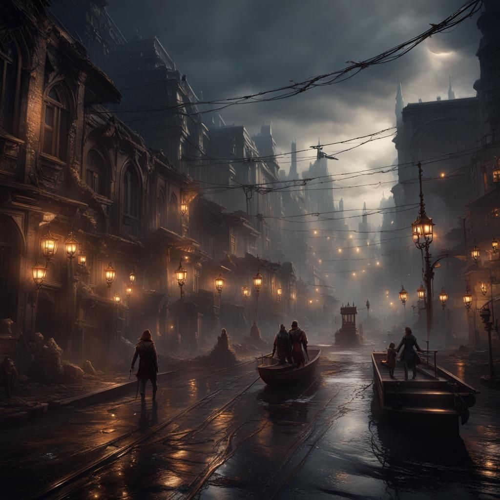 Futuristic City Race in Detailed Fantasy Style