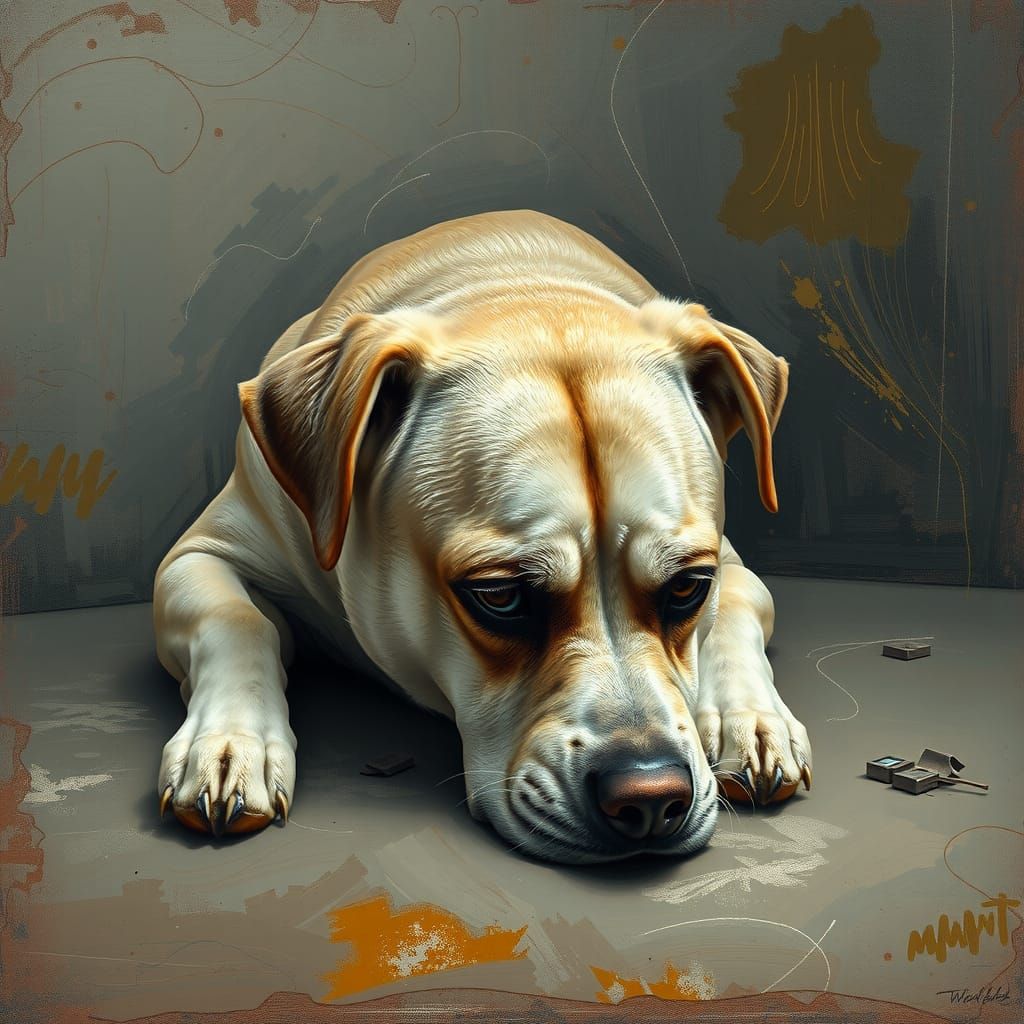Melancholy Dog in Van Gogh Style