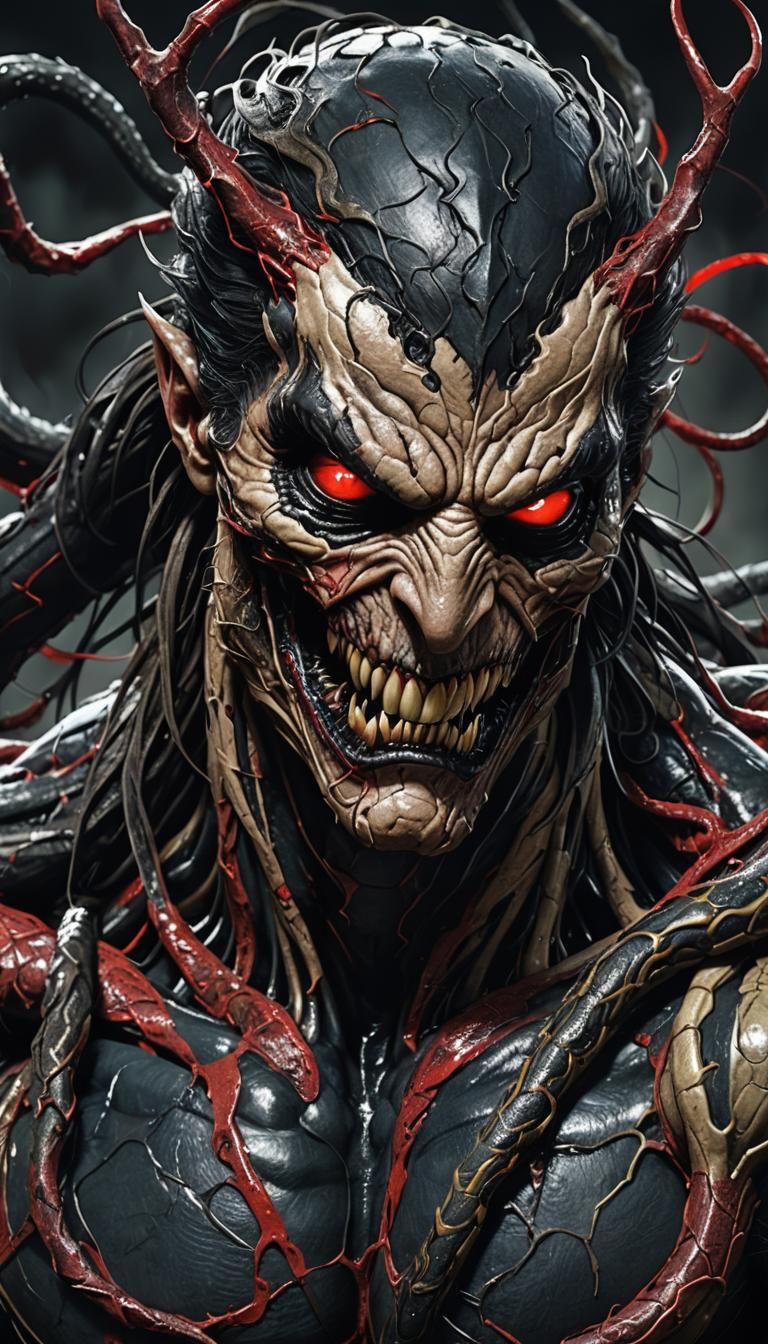 Symbiotic Anti-Hero Portrait in Dark Fantasy Style