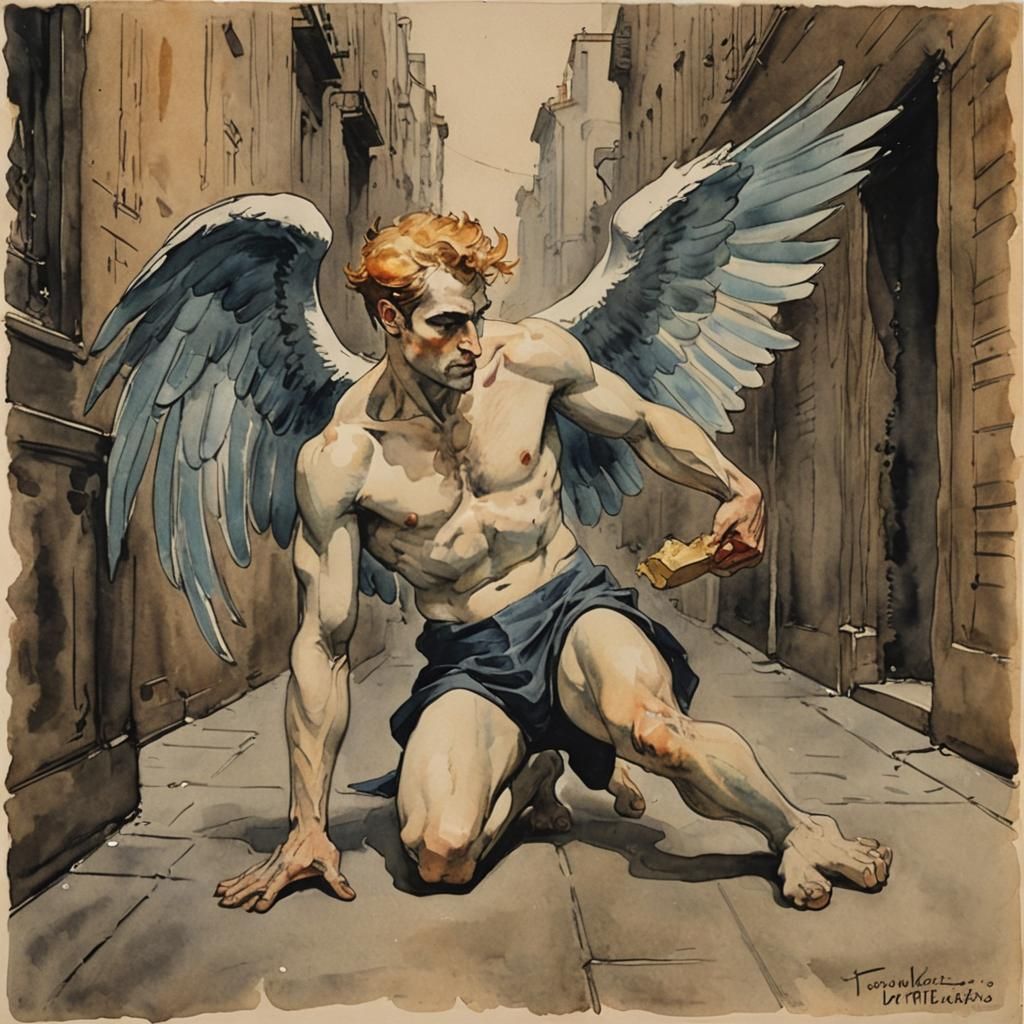 Prometheus as fallen angel  by Toulouse- Lautrec
