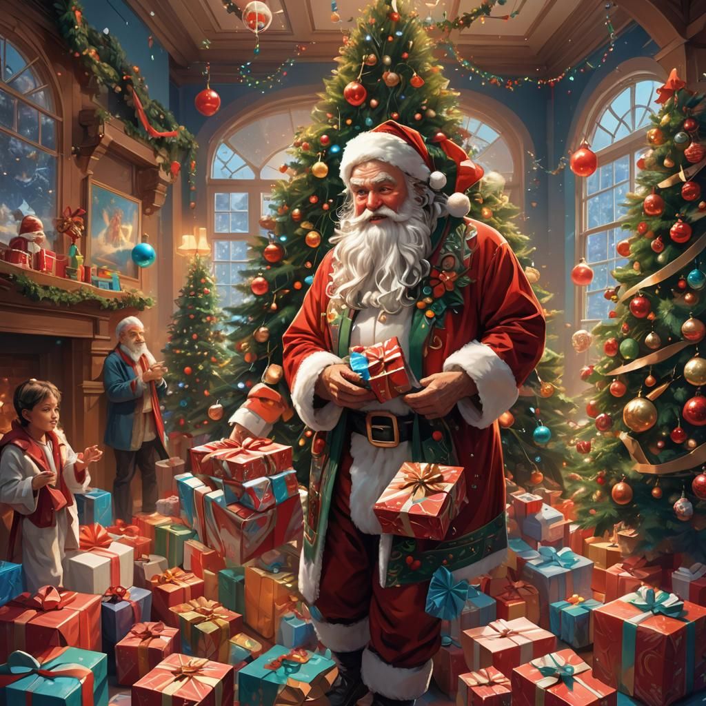 Festive Christmas Concept Art: Santa's Gift