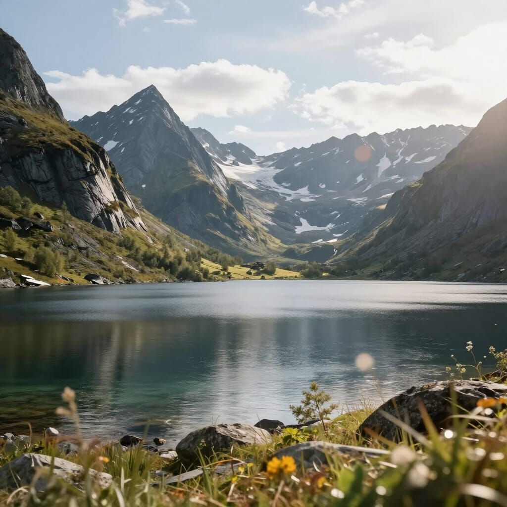 Atnsjøen Lake and Rondane Mountains Landscape Photo