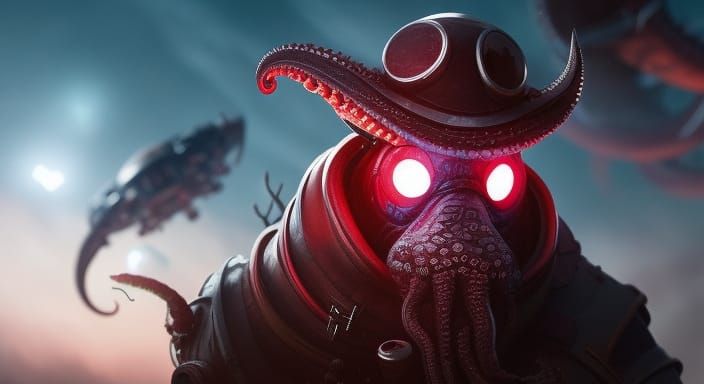 Cthulhu Pirate Captain in Sci-Fi Speedpaint Style