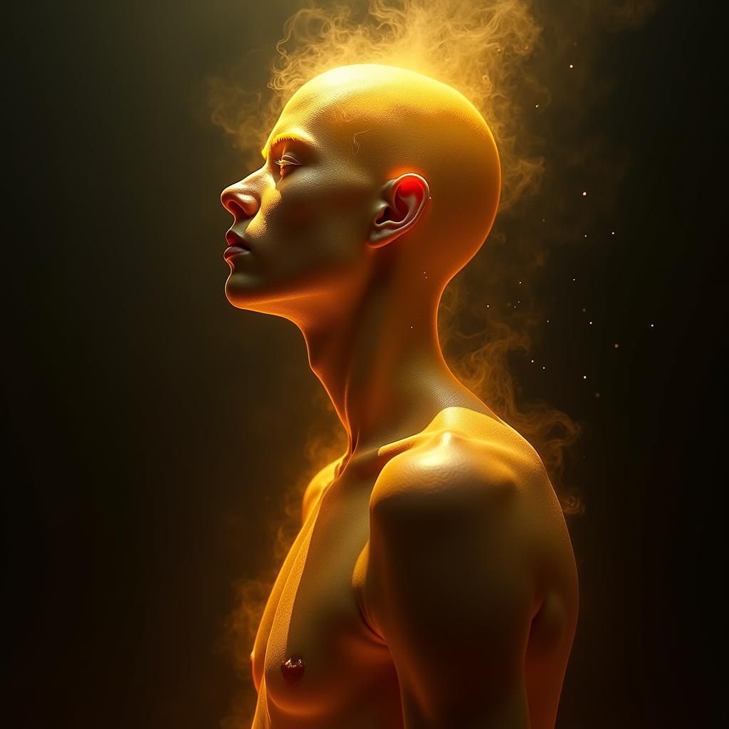 Ethereal Soul Rising in Dramatic Golden Light