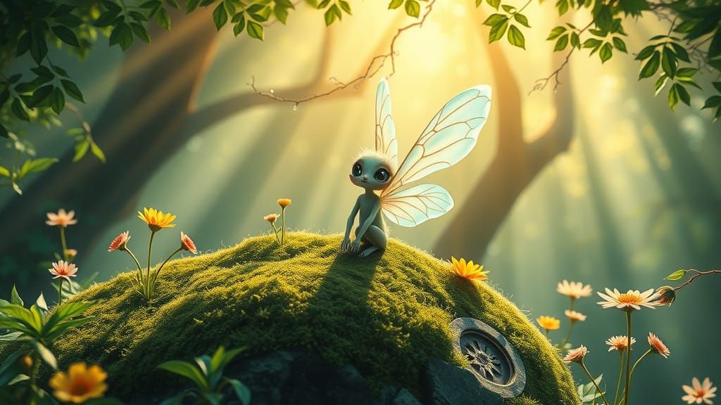 Luminous Woodland Being with Shimmering Eyes