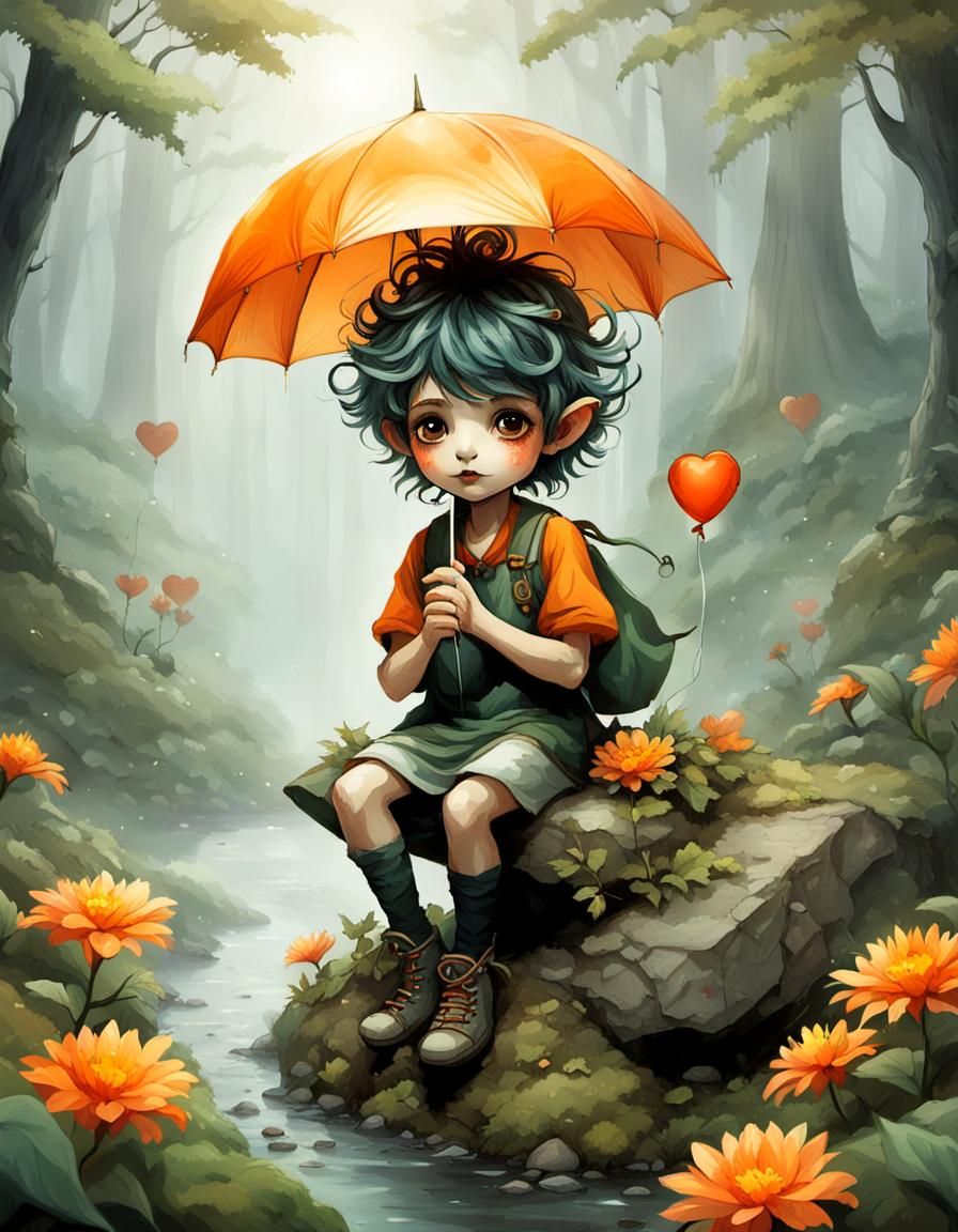 Pixie in Misty Forest: Fantasy Concept Art