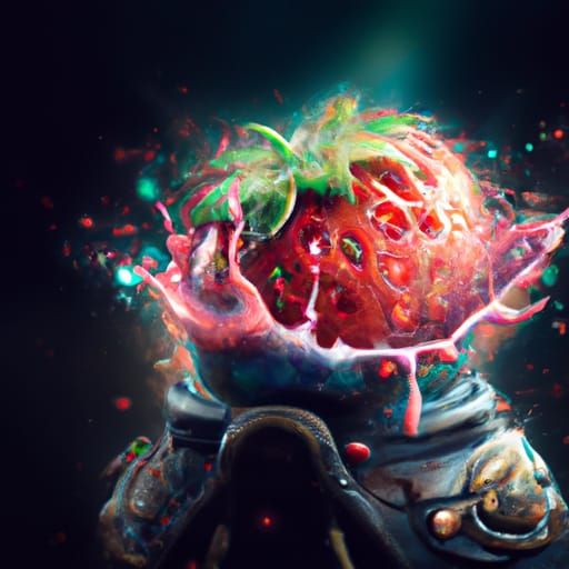 Strawberry Hand Grenade Explosion: Digital Matte Painting