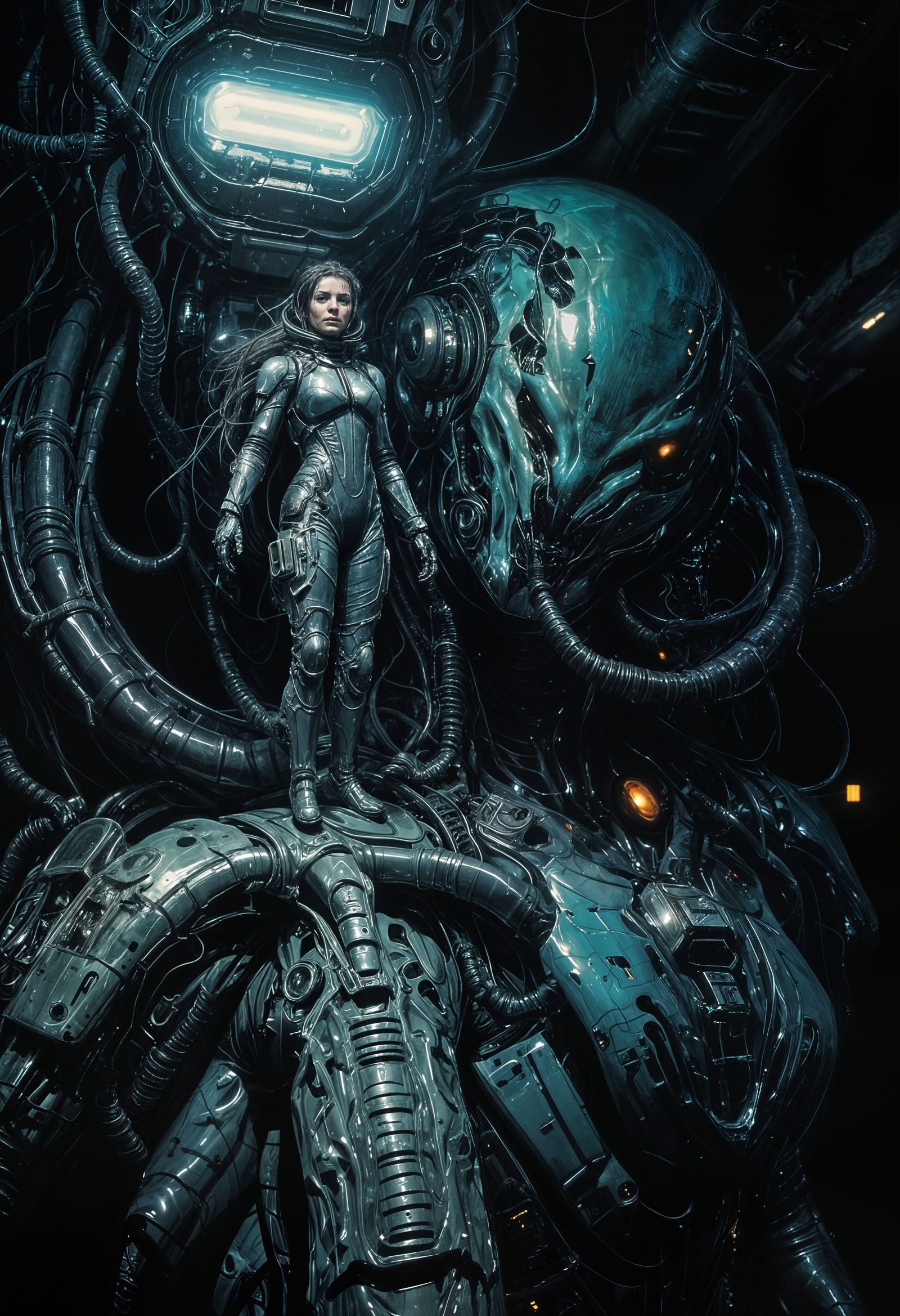 Terrifying Xenomorph Lurks in Spaceship Depths