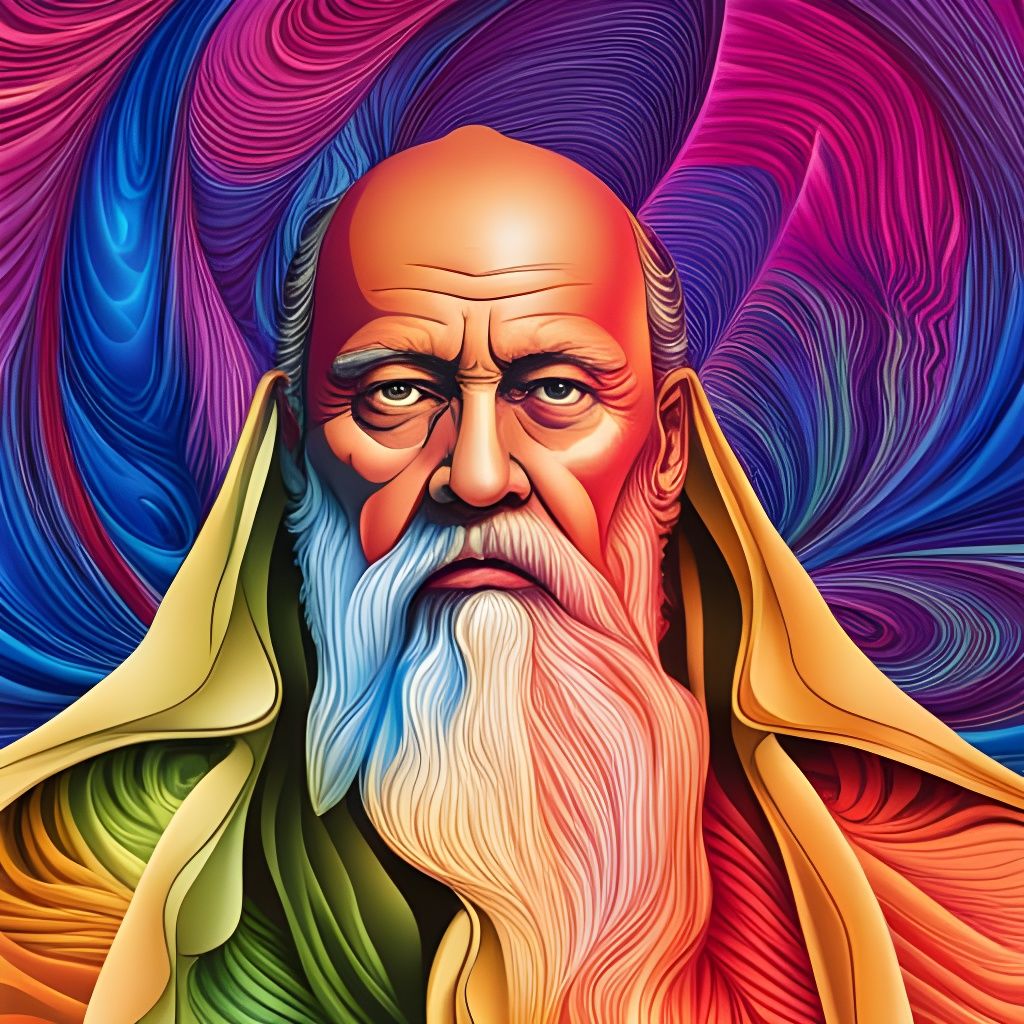 Colorful Wise Old Jedi in Abstract Fractal Art