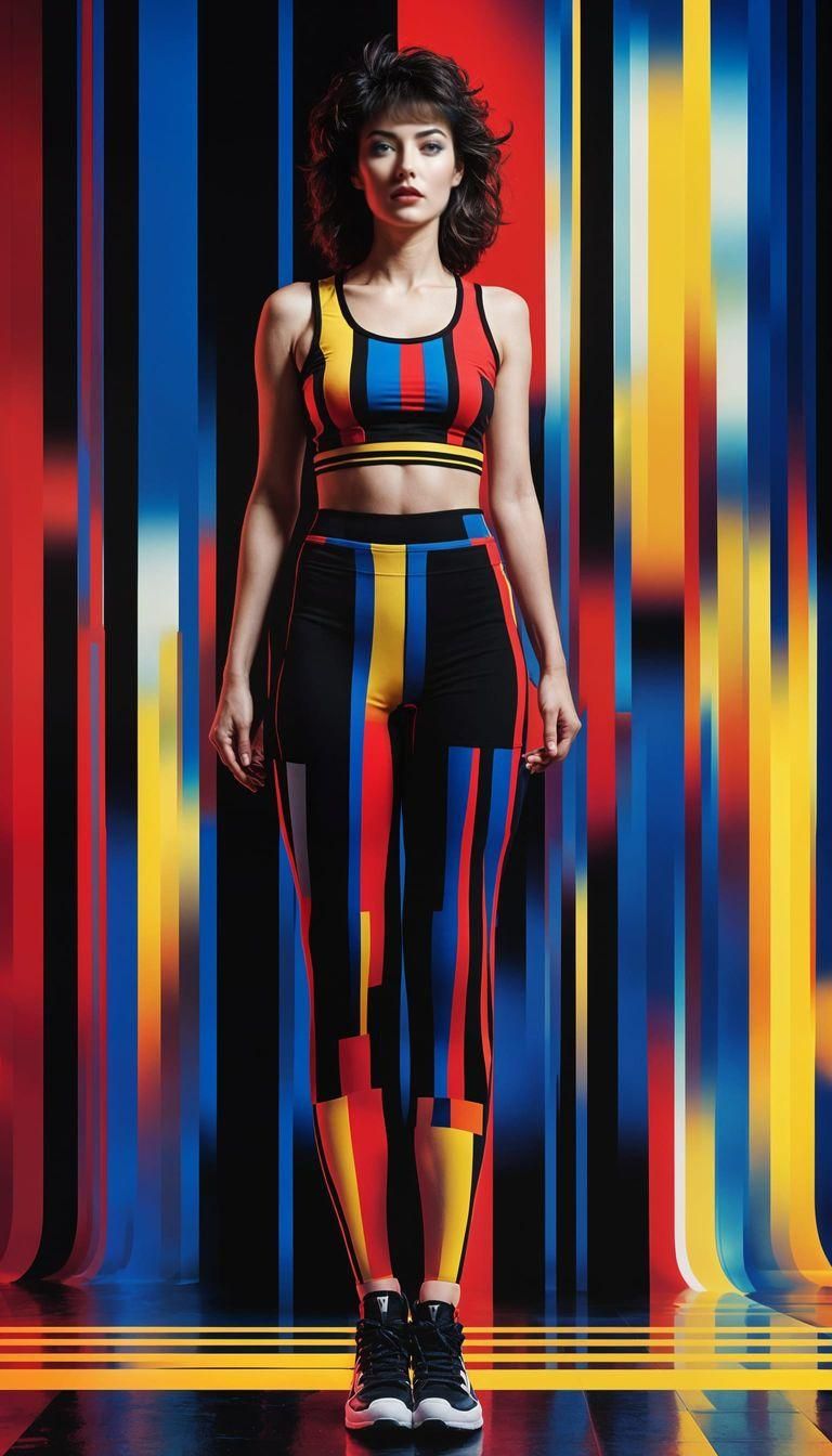Glitch Art Woman in 80s Aerobics Outfit