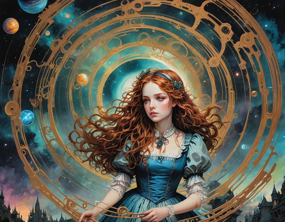 Alice in Wonderland and Saturn in Shinkai Style