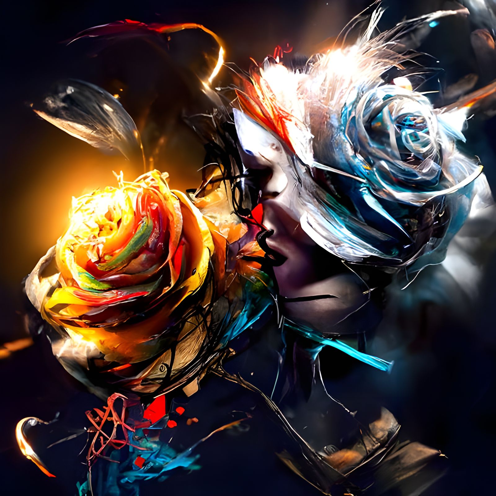 Gold and Silver Roses in Expressive Colors