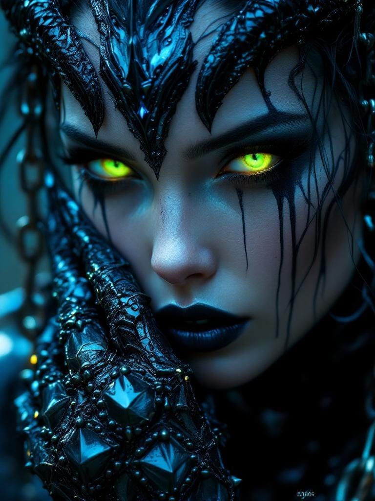 Ethereal Dark Enchantress with Crown-Horns