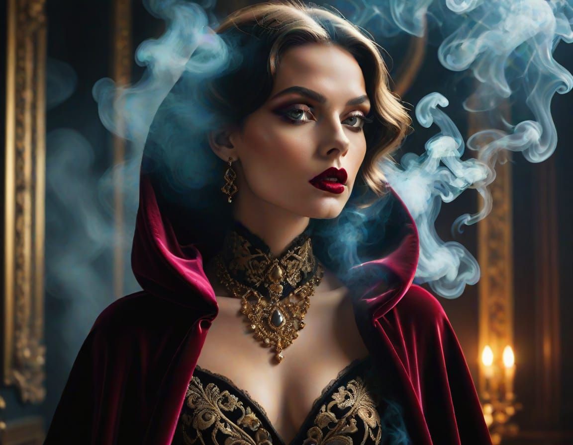 Surreal Velvety Seductress in Smoky Shadows